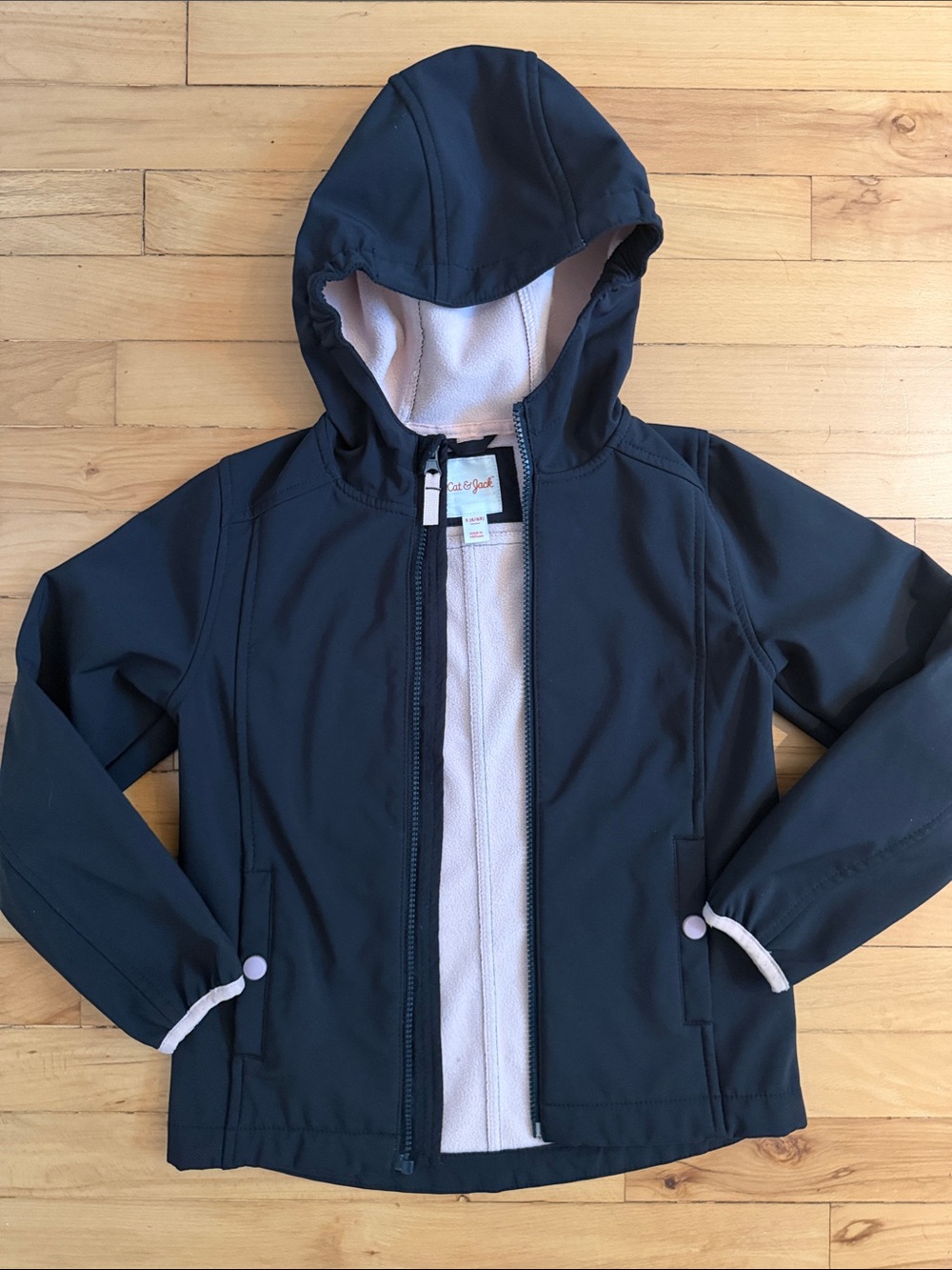 Cat & Jack Black Hooded Rain Jacket with Light Lining